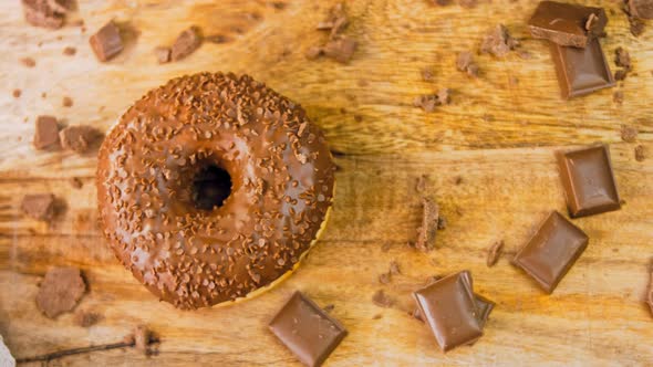 Chocolate Donuts Decorated with Chocolate Pieces