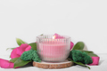 vegan plant based soy wax candle in glass jar. vegetarian pink candle made of natural soy wax - PhotoDune Item for Sale
