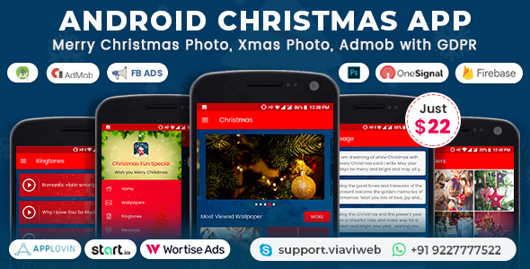 Android Christmas App (Xmas Wallpapers, Ringtones, Messages, Quiz)