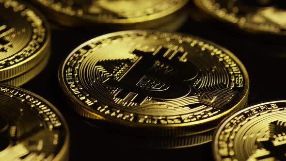 Rotating Shot of Bitcoins