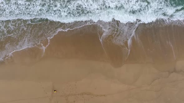 Aerial Beach With Sea Wave