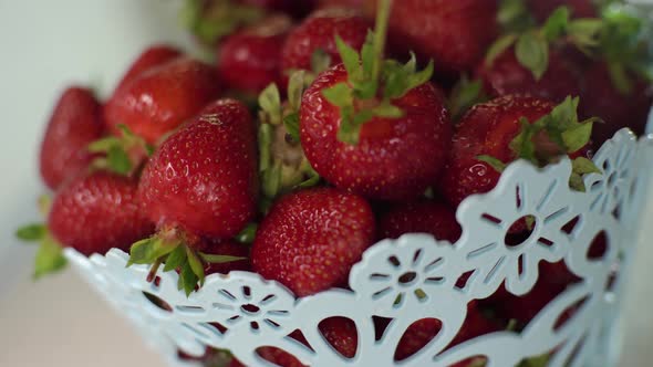 Harvest Of Ripe Red Strawberries Closeup of Fresh Strawberry Vegetarian Food