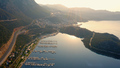 Aerial view of sea bay with parked yachts and boats in the morning. - PhotoDune Item for Sale