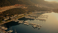 Aerial view of beautiful yachts and boats on the sea bay at sunset. - PhotoDune Item for Sale