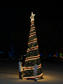 Children touching conical Christmas tree in city - PhotoDune Item for Sale