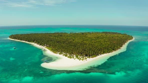 Tropical Island with Sandy Beach. Balabac, Palawan, Philippines.