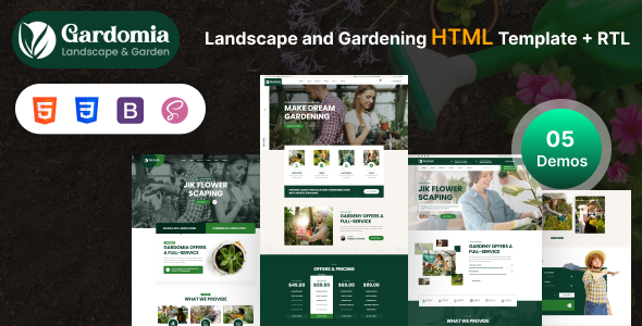 Gardomia - Landscape and Gardening HTML Template + RTL