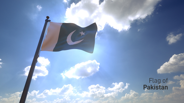 Pakistan Flag on a Flagpole V4