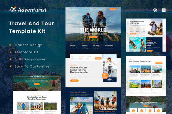Adventurist -  Travel & Tourism Agency Elementor Template Kit
