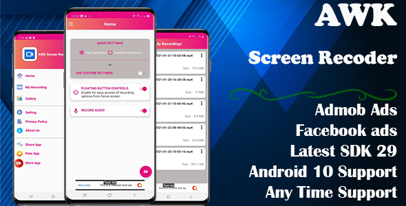 AWK Screen Recorder with Audio (Supported android 13 and SDK 31