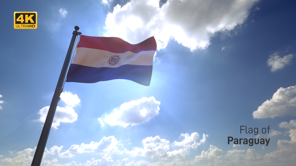 Paraguay Flag on a Flagpole V4 - 4K
