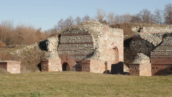 GAMZIGRAD, SERBIA - DECEMBER 25, 2017  Ancient temples inside Felix Romuliana complex built by Roman