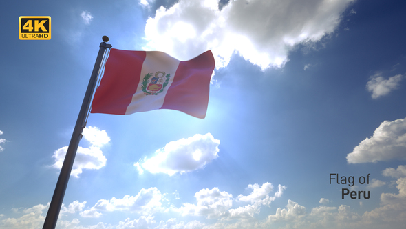 Peru Flag on a Flagpole V4 - 4K