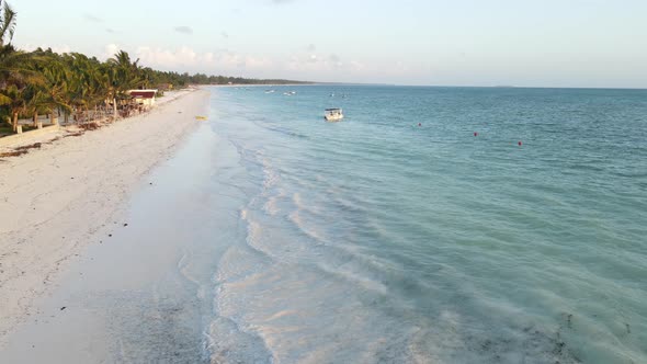 Aerial View of the Beach on Zanzibar Island Tanzania Slow Motion