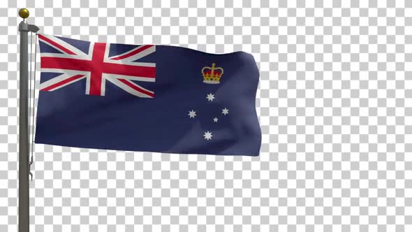 Victoria Flag (Australia) on Flagpole with Alpha Channel - 4K