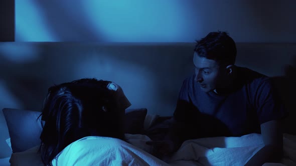 Couple Argument Night Conflict Husband Wife in Bed