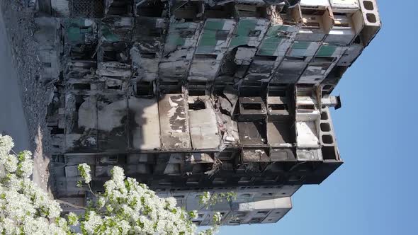 Vertical Video of a Destroyed Building in Borodyanka Ukraine