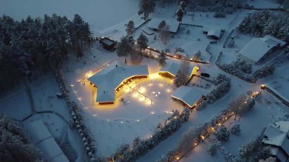 House Illumination in Winter From Drone