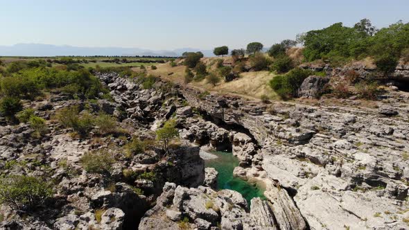 Aerial Shot Dry Waterfall Vodopad Niagara Montenegro