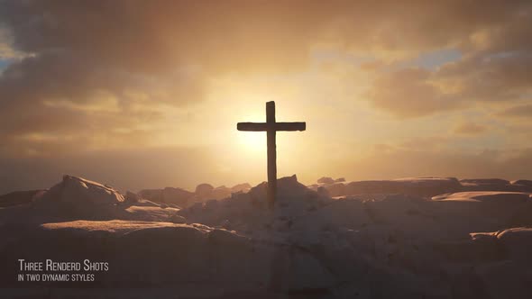 Dramatic Wooden Crucifixion Cross