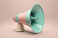 Retro loudspeaker on pastel background. Promotion marketing concept - PhotoDune Item for Sale
