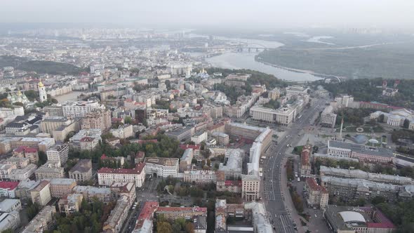 Cityscape of Kyiv, Ukraine. Aerial View, Slow Motion