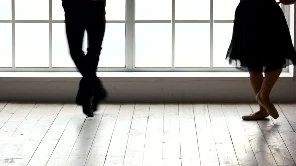 Ballet Couple Practicing Dance in Ballet Class