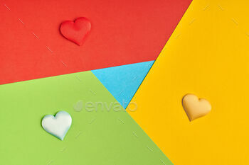 en and blue colors. Colorful and bright logo with hearts.