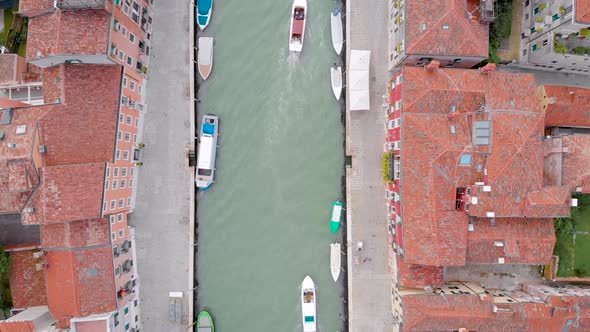 Venice Italy View From the Top of the Canal and the Old Tiled Roofs of Houses