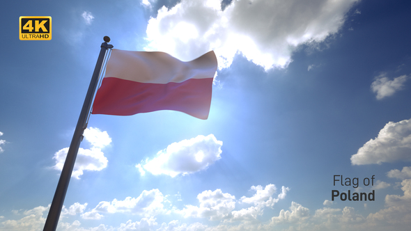 Poland Flag on a Flagpole V4 - 4K