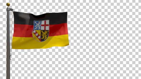 Saarland Flag (Germany) on Flagpole with Alpha Channel - 4K
