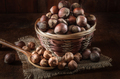 hazelnuts in a basket - PhotoDune Item for Sale