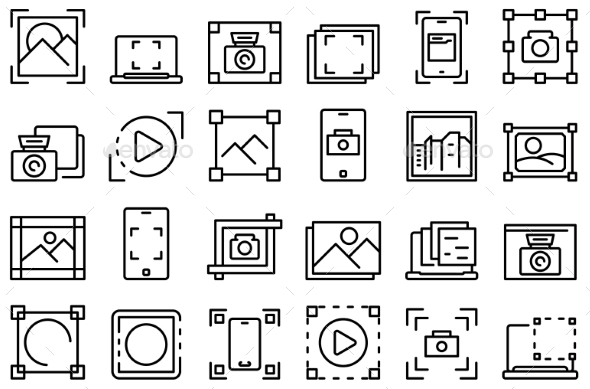 Screenshot Icons Set Outline Vector