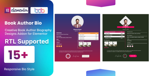 Book Author Bio addon for elementor
