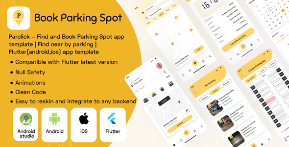Parclick – Find and Book Parking Spot app template | Find near by parking | Flutter(android,ios) app