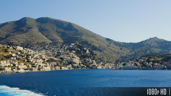 Cityscape of the Symi Island Coastline, Greece, Europe