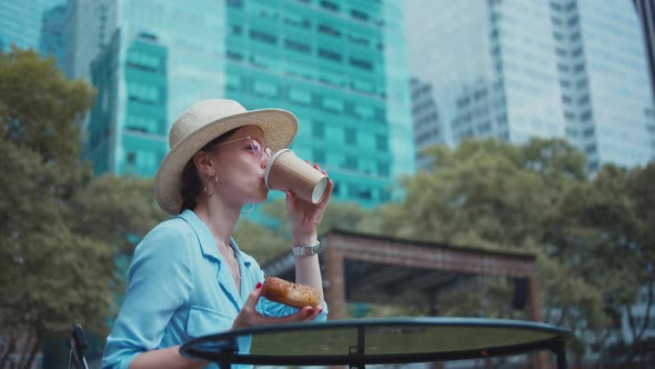 Young girl having breakfast