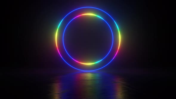 Circle stage multicolored neon light