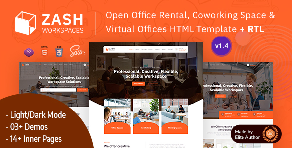 Zash – Office Rental & Coworking Space Bootstrap Template
