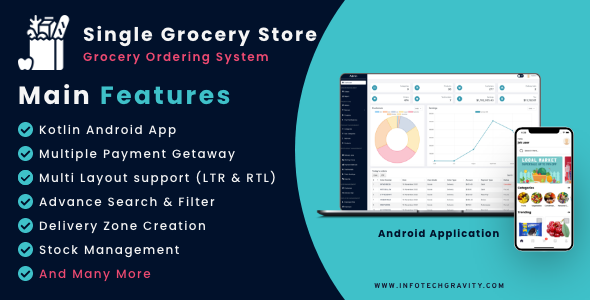 Single Grocery, Food, Pharmacy Store Android User &Amp; Delivery Boy Apps With Backend Admin Panel