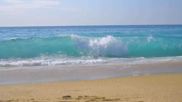 Mediterranean Sea Waves and Sand Beach