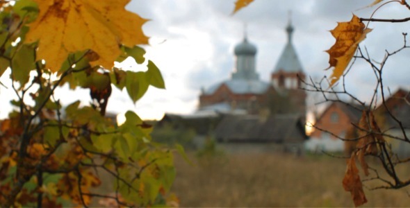 Countryside Landscape with Orthodox Church