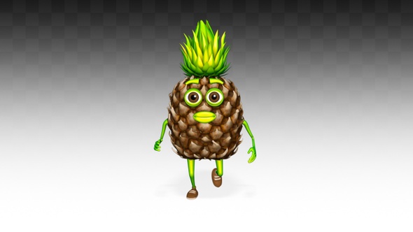 Pineapple Runs Cartoon 3d Character