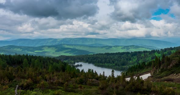 Mountain Lake Timelapse at the Summer or Autumn Time