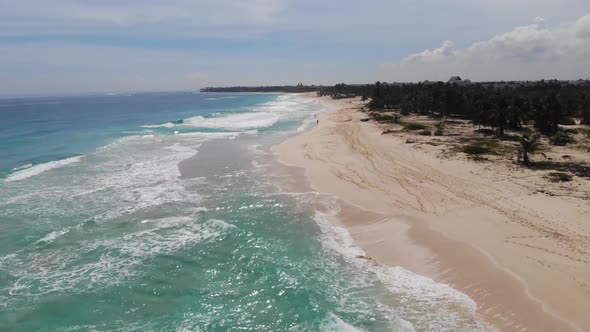 High Angle Footage of the Amazing Beach with White Sand and Blue Water