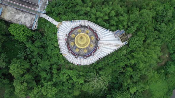 Aerial view of Bandarban temple, Chittagong province, Bangladesh.