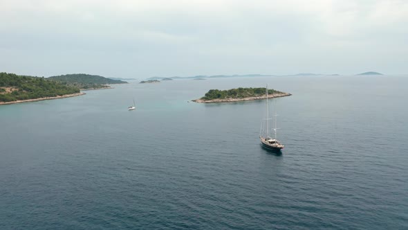 Aerial Drone Shot of Marina Bay in Adriatic Sea, Croatia