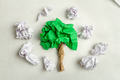 Top view of green crumpled paper in shape of tree. - PhotoDune Item for Sale