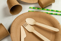 Top view eco paper craft plate and utensils. - PhotoDune Item for Sale