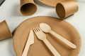 Close up top view craft paper cutlery. - PhotoDune Item for Sale